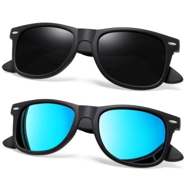 Imagem de Joopin Óculos de Sol Masculinos Femininos Polarizados Quadrado Óculos de Sol Esportivos para Dirigir UV Proteção (Fosco Preto + Azul)