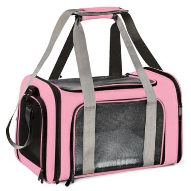Imagem de Bolsa Transporte Pet Ventilação em 4 lados 42 * 26 * 27 cm Não Se Deforma Facilmente Bolsa Transporte Pet Avião com Zíper liso Portátil + Bolsa de Mão Python Fly Rosa