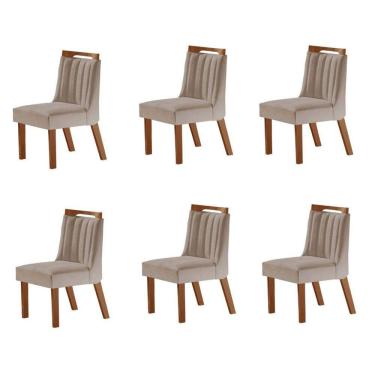 Imagem de Kit 6 Cadeiras Lottus Prêmio/Linho Bege - Lj Móveis