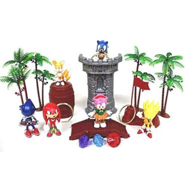 Imagem de Conjunto de peças do Sonic 18 com figuras e acessórios aleatórios do Sonic - pode incluir Super Sonic, Amy Rose, Miles, Tails Prower, Sonic, Metal Son