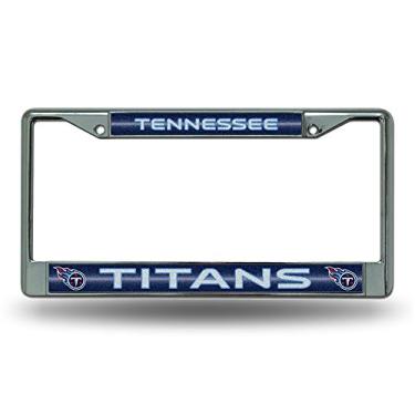 Imagem de Moldura de placa de licença NFL Rico Industries Bling Chrome com acento de brilho, Tennessee Titans