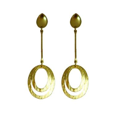 Imagem de Brinco Oval Escovado - Banhado em Ouro 18k