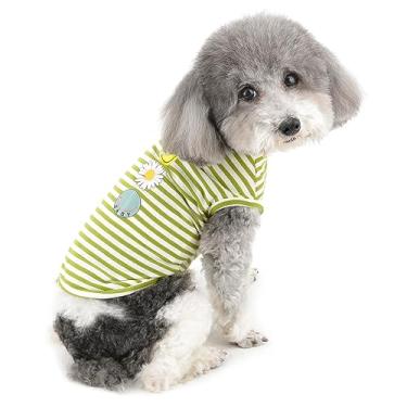 Imagem de Zunea Camisa para cães pequenos menina meninos camisetas de verão de algodão macio roupas de filhote de cachorro listrado regata sem mangas colete camiseta para cães de estimação gatos vestuário