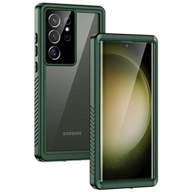 Imagem de Lanhiem Capa para Samsung Galaxy S23 Ultra, IP68 à prova d'água à prova de poeira com protetor de tela integrado, capa protetora para celular para Galaxy S23 Ultra 5G de 6,8 polegadas, verde