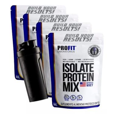 Imagem de Combo 4x Whey Isolate Protein Mix 900g + Coq - Profit Labs (Morango)