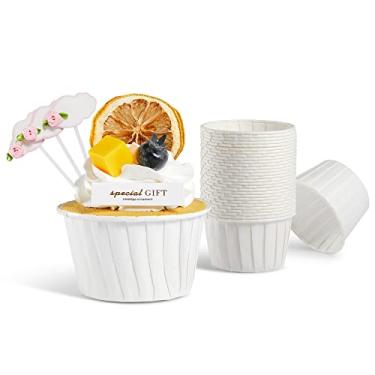 Imagem de Forros brancos de cupcake, 200 peças de copos de cozimento de muffin, suportes de ramekin, embalagens resistentes à prova de óleo para casamento, aniversário, festa, chás de bebê, presente para o dia