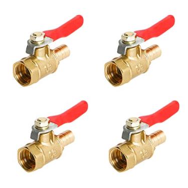 Imagem de Aopin Válvula esférica de latão BSP 1/2" fêmea x BSP válvula de desligamento fêmea de 1/2" para água, óleo e gás fluido, válvula esférica com alça de vinil adequada para PEX, cobre, HDPE 1 peça (fêmea de 1/4" / farpa de mangueira x 8 mm)