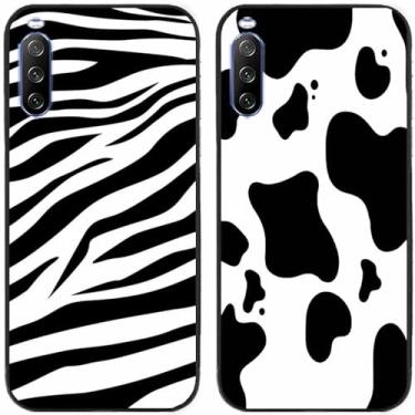 Imagem de 2 peças zebra vaca leite impresso TPU gel silicone capa de telefone traseira para Sony Xperia todas as séries (Sony Xperia 10 V)