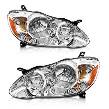 Imagem de AXLAHA Para Toyota Corolla 2003-2008 conjunto de faróis compatível com Toyota Corolla 2003 2004 2005 2006 2007 2008 Toyota Corolla Chrome Housing Amber Reflector Replacement Pair Driver and Passenger