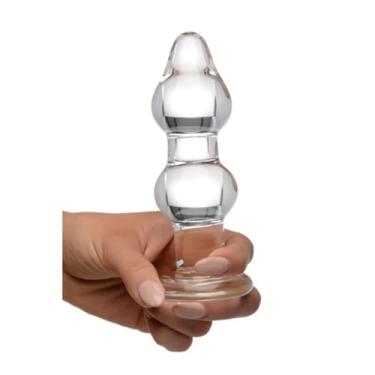 Imagem de Tampão anal de vidro, plugue de extremidade dupla, plugue anal de cristal bola vagina, conta de dildo anal de vidro pirex grande