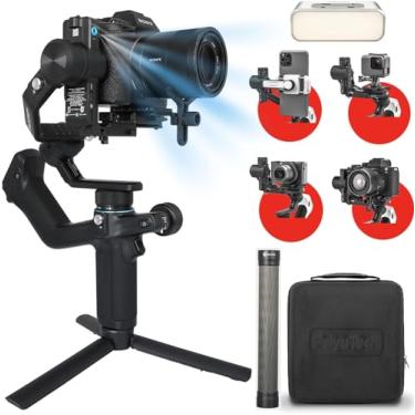 Imagem de FeiyuTech SCORP Mini 2 kits de estabilizador de câmera com rastreador AI/luz de preenchimento, estabilizador gimbal tudo em um para Sony/Canon/Nikon/Panasonic/câmera de ação/smartphone, fotografia