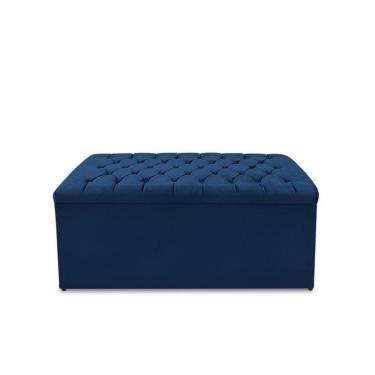 Imagem de Calçadeira Baú Estofada Dunas Solteiro 90 Cm - Veludo Azul