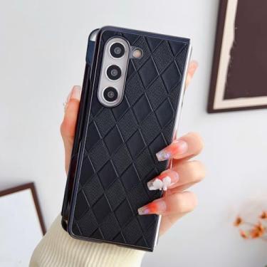 Imagem de Capa de telefone dobrável fina de couro com suporte para caneta para Samsung Galaxy Z Fold 5 Fold 4 Fold 3 5G com capa Stylus, preta, para Galaxy Z Fold 4