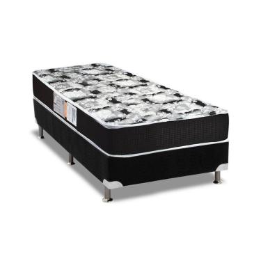 Imagem de  Cama Box Solteiro: Colchão Espuma D33 Luckspuma Supreme + Base CRC Suede Black(88x188)