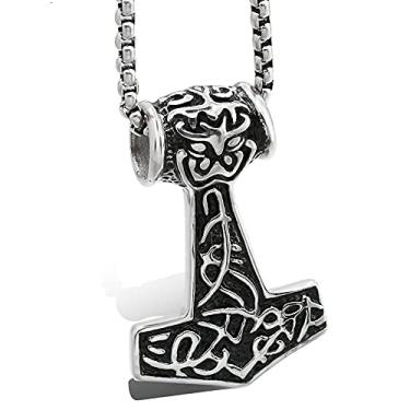Imagem de Colar com pingente viking nórdico Mjolnir Thor Hammer Valknut de aço inoxidável para homens e mulheres, joias pagãs, fé delicada, gargantilha descolada, hipoalergênica, sem níquel