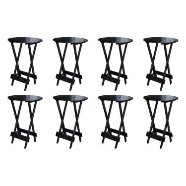 Imagem de Kit 8 Mesas de Madeira Bistrô Dobravel Ideal para Bar e Restaurante Tabaco