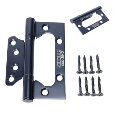 Imagem de Li-TianFeng Dobradiças de porta sem encaixe – Fácil de instalar, dobradiças de porta de aço inoxidável de 10 cm × 7 cm × 6 cm – Movimento suave e resistente, preto (6 peças)