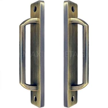 Imagem de Puxador Duplo Colonial Porta Correr Madeira Rústico 148Mm