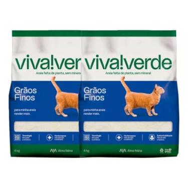 Imagem de Areia Higiênica Viva Verde Grãos Finos para Gatos, 4 kg, Kit com 2 Unidades