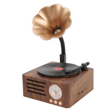 Imagem de Alto-falante Bluetooth, Toca-discos Fonográfico retrô Alto-falante Bluetooth Com Buzina de Cobre e Plataforma Giratória, Alto-falante Estéreo Em Formato de Toca-discos Giratório