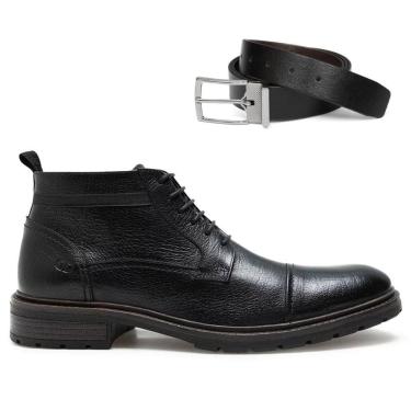 Imagem de Bota Couro Democrata Masculina Garage Astro Cano Curto 301102 + Cinto Dupla Face