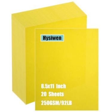 Imagem de Hysiwen 20 folhas de cartolina amarela dourada 21 x 28 cm, 250 g/m²/41 kg de espessura para fazer cartões, convites, artesanato em papel ou desenho