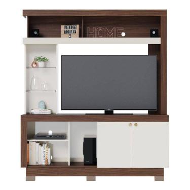 Imagem de Home Para Tvs 50 3 Prateleira Nice Nogueira Real Off White