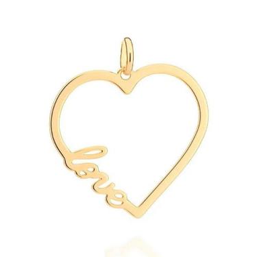 Imagem de Pingente banhado ouro 3x 24k 18k e 22k feminino coração vazado escrito
