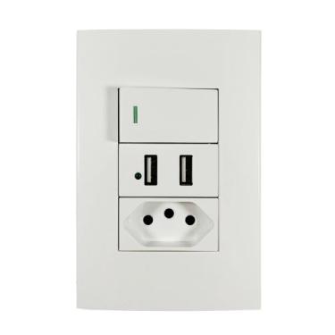 Imagem de Tomada Usb Duo Com Interruptor E Tomada - SHR