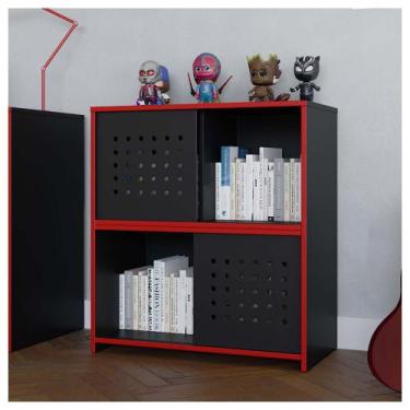 Imagem de Estante Armário Gamer Escritório 2 Porta Pixel Preto Caemmun