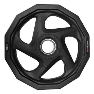 Imagem de Anilha Olímpica Rubber 5 Furos De 10 Kg Wellness - WK012, Preto