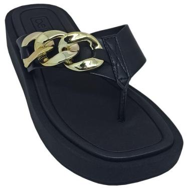 Imagem de Tamanco Beira Rio Chinelo Feminino Casual Plataforma, Preto, 36