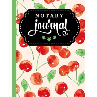 Imagem de Hardcover Notary Journal: 8.5x11 Large Notarial Logbook/With 200 Numbered Pages - Two Record Logs Per Page / 400 Records/Ledger Book Gift For ... Green Cherry Fruit - Watercolor Art Pattern