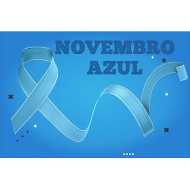 Imagem de Painel de Lona Novembro Azul Laço e Formas - Fabrika de Festa, 100x070
