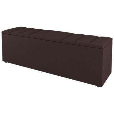 Imagem de Calçadeira Baú Solteiro Grace 90cm Suede Marrom - Desk Design