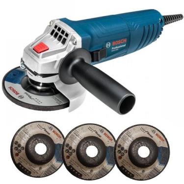 Imagem de Esmerilhadeira Angular 4.1/2 POL 850W GWS 850 com 3 Discos BOSCH, Azul