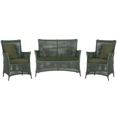 Imagem de Jogo Sofá e 2 Poltronas de Área Igapó Alumínio Pintura Marrom Corda Ná