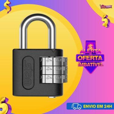 Imagem de Cadeado segurança Stam original com Segredo 25mm Preto Fosco