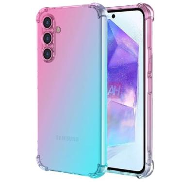 Imagem de Ueokeird Capa para Galaxy A55 5G, capa para Samsung A55 SM-A556U, capa protetora de TPU flexível à prova de choque para Samsung Galaxy A55 5G rosa/verde