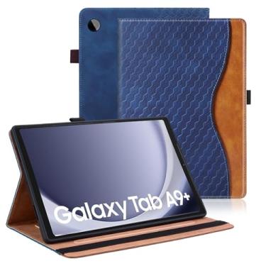 Imagem de Varohix Capa para Samsung Galaxy Tab A9 Plus de 11 polegadas 2023 capa de couro PU suporte de visualização multiângulo com bolso para cartão para Galaxy Tab A9 Plus, capa azul