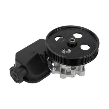 Imagem de VekAuto Bomba de direção hidráulica compatível com Jeep Commander 3.7L e 4.7L 2006-2007 para Jeep Grand Cherokee 05-10, liga de alumínio consistente tom prata Nº 52089339AC com polia e reservatório