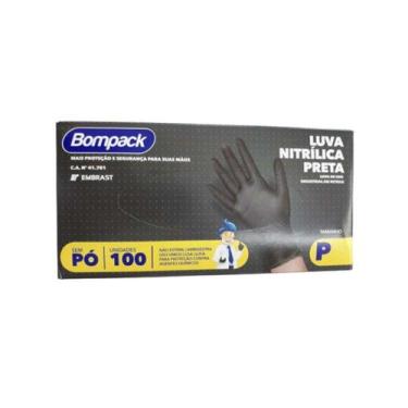 Imagem de Luva Nitrílica Preta Bompack 100 unidades