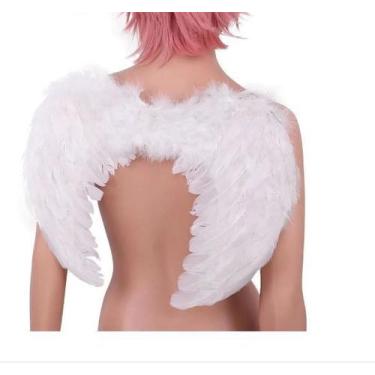 Imagem de Asa de Anjo Branca Penas Artificiais Fantasia Halloween - Lynx produçõ