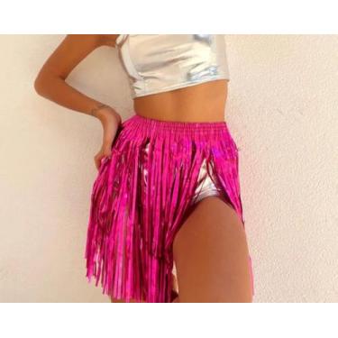 Imagem de Saia Metalizada Franja Metálica Fantasia Carnaval Bloquinho - Evolutio