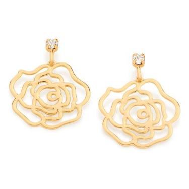 Imagem de Brinco Base Cristal Com Rosa Vazada.med 2,0 523542 - ROMMANEL, Branco,