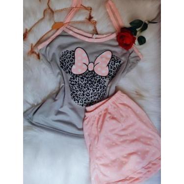 Imagem de Pijama Curto Short Alcinha Estampado Pijaminha Baby Doll Confortavel -