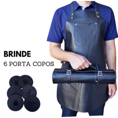 Imagem de Kit Churrasqueiro Avental + Estojo Para Faca em Couro - Carmisini