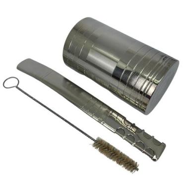 Imagem de Kit tereré inox luxo copo cuia redondo frisado 300ml prata + bomba tel