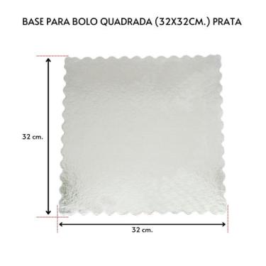 Imagem de Kit 10 Unidades Cake Board para Bolo Quadrado 32x32cm.Prata - TAMAROZZ