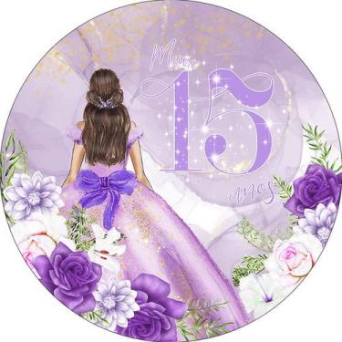 Imagem de Painel De Festa Redondo 1,50x1,50 - 15 Anos Princesa Lilás 158 - Via C